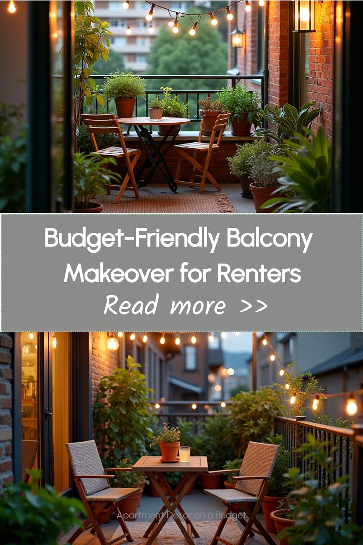 Small apartment balcony with compact folding furniture and plants Renter Friendly Balcony Ideas, Apartment Friendly Decorating, Apartment Outdoor Space, Stylish Apartment Decor, Balcony Makeover, Temporary Decorating, Studio Layout, Apartment Makeover, Temporary Wallpaper