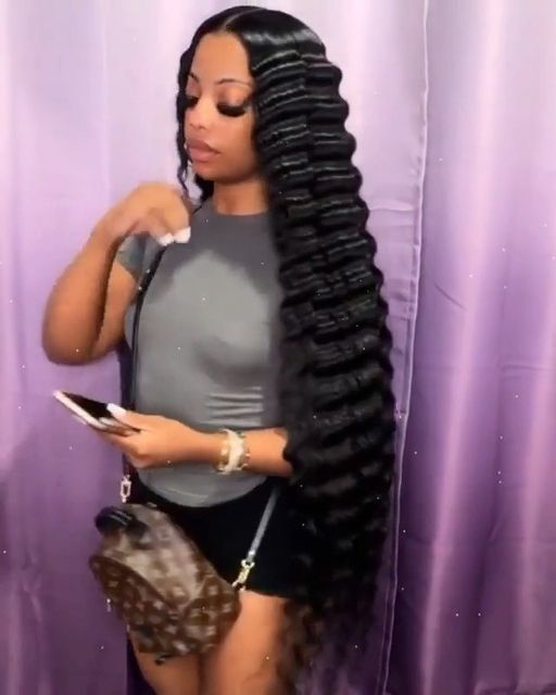 Krimped Hairstyles, Lace Front Wig Deep Wave, Deep Wave Human Hair, Deep Wave Hairstyles, Hair Affair, Slick Hairstyles, Hair Ponytail Styles, Dope Hairstyles, Ponytail Styles