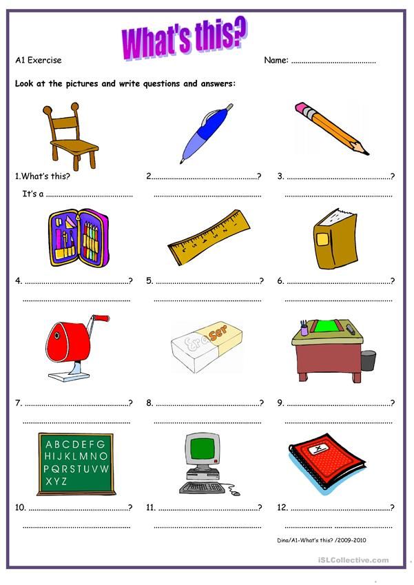 what's this? worksheet with pictures and words to help students learn