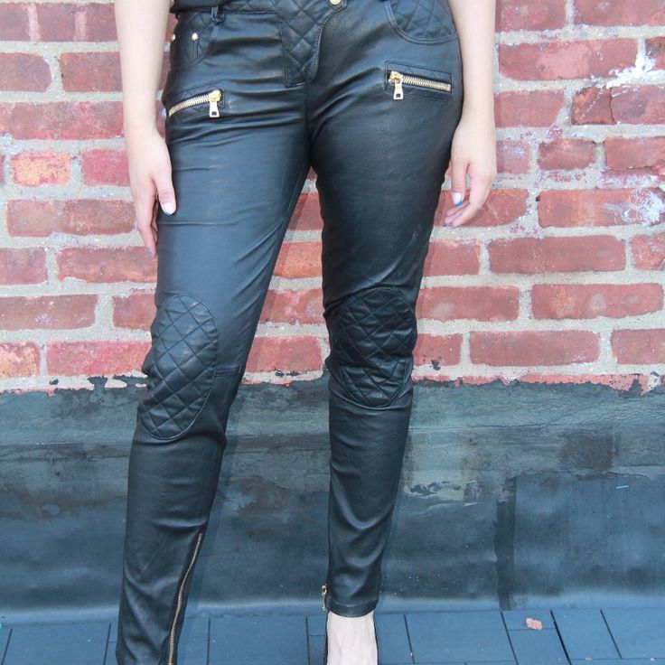 Balmain Women's Black Quilted Leather Skinny Pants Size: M | Fr40 (Us 6/8) Sold Out Almost Everywhere. Priced For Almost Half Of The Retail Price (Over $3400). Description Balmain Black Quilted Leather Skinny Pants Zip Pockets Zip & Button Closure Snap And Concealed Zip Fastening At Front Zips At Hem Supple, Stretchy Leather Imported 100% Lambskin Condition New With Tags Attached Elegant Pants With Zipper Closure For Night Out, Luxury Leather Pants For Party, Luxury Leather Pants For Fall Night Out, Designer Black Bottoms For Work, Luxury Black Leather Pants For Party, Designer Black Bottoms For Party, Designer Black Party Bottoms, Luxury Leather Party Pants, Luxury Black Pants For Party