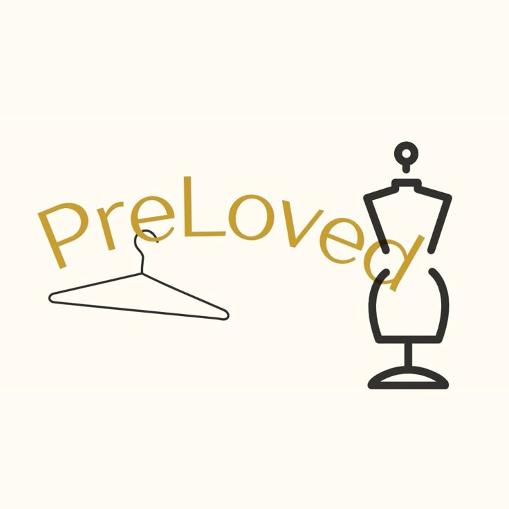 the word prelovy is written in gold and black on a white background with a mannequin standing next to it