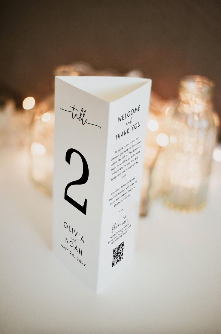 the table numbers are displayed on an empty carton