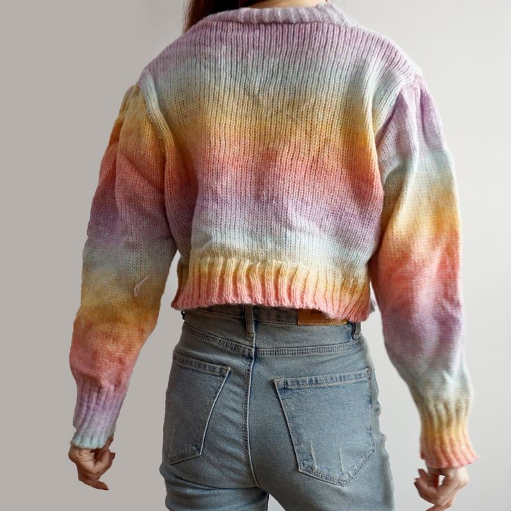 Cable knit cardigan in a cropped fit with striped pastel rainbow colors. Fits S-M 16" across shoulders 35" chest 13" length Multicolor Cropped Sweater For Spring, Spring Multicolor Cropped Sweater, Multicolor Cropped Sweater For Winter, Multicolor Cropped Winter Sweater, Trendy Multicolor Cropped Sweater For Spring, Casual Multicolor Cropped Sweater, Pastel Rainbow Colors, Cable Knit Cardigan, Cropped Cardigan