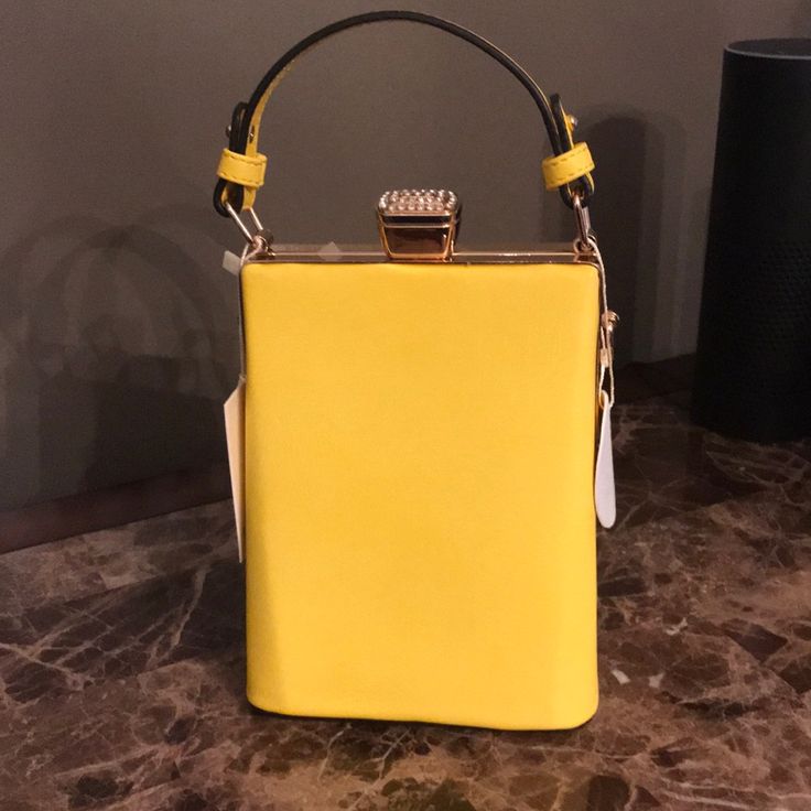 Gorgeous And Very Stylish Purse, Comes With Additional Crossbody Strap. 7.5 H 5.5 W Yellow Box Bag With Detachable Handle For Evening, Chic Yellow Clutch For Daily Use, Elegant Yellow Top Handle Box Bag, Yellow Top Handle Box Bag For Evening, Elegant Yellow Satchel Box Bag, Chic Yellow Box Bag For Evening, Chic Yellow Rectangular Clutch, Chic Yellow Clutch For Formal Occasions, Chic Yellow Evening Box Bag