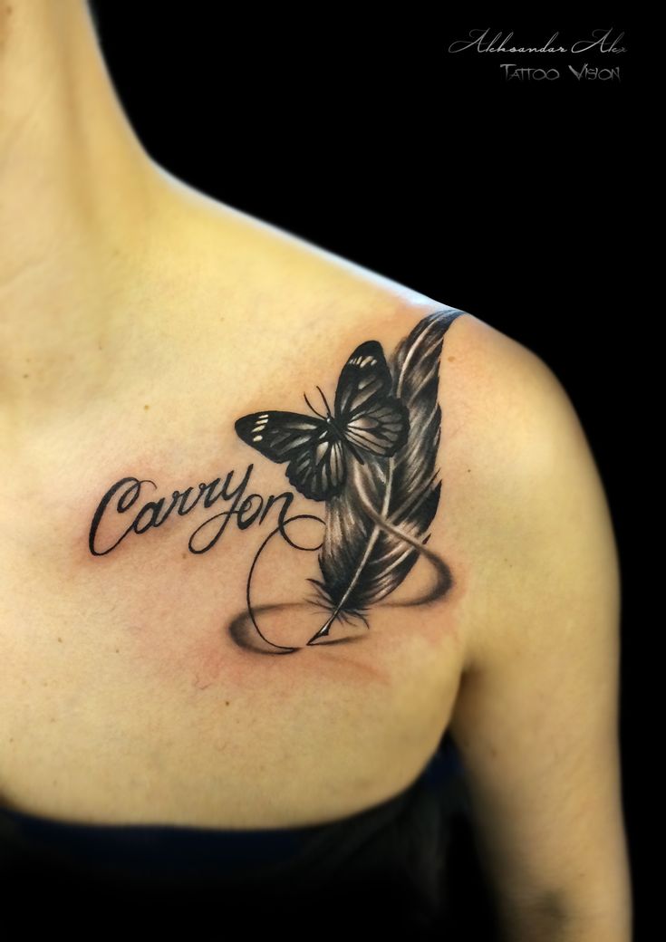 a woman's chest with a butterfly and the words country girl written in cursive writing