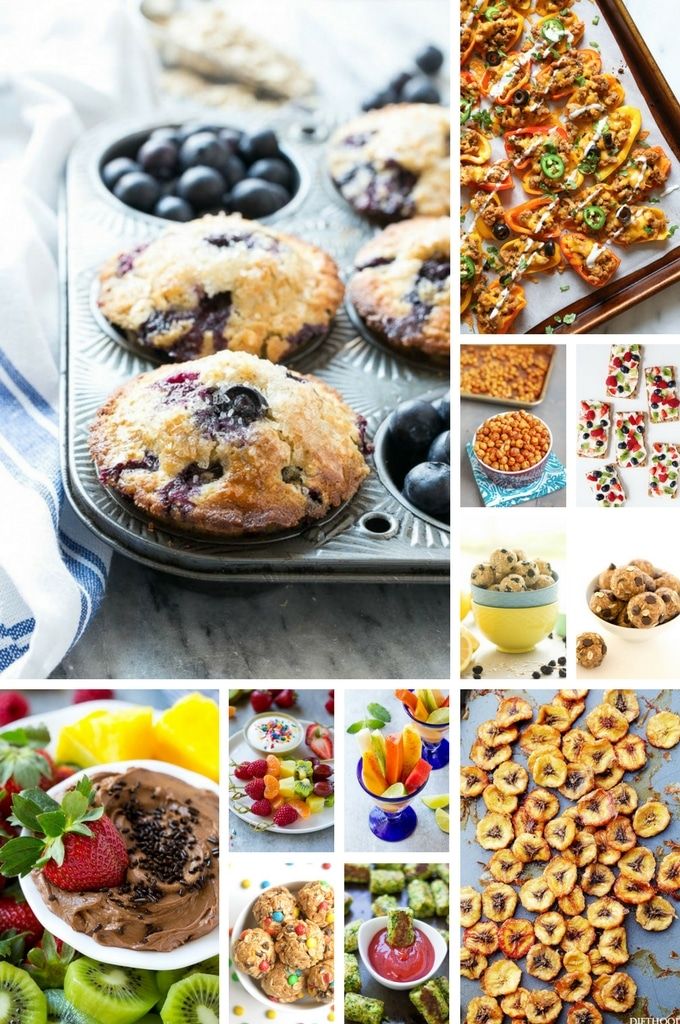 many different pictures of food and desserts on the same page, including muffins