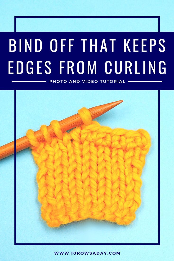 an orange crochet stitch with the words bind off that keeps edges from curling