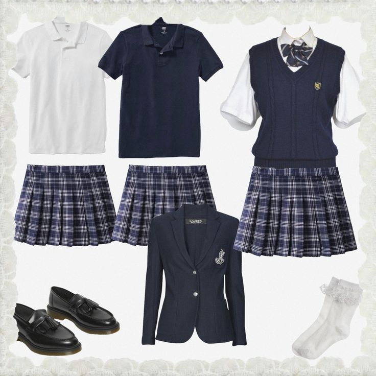 School Dresses Uniform, School Uniforms Male And Female, Highschool Outfits Uniform, Rich Private School Aesthetic Uniform, Navy School Uniform, School Uniform Fashion Aesthetic, Blue Uniform Aesthetic, Polo Uniform Outfits Schools, Charter School Uniform