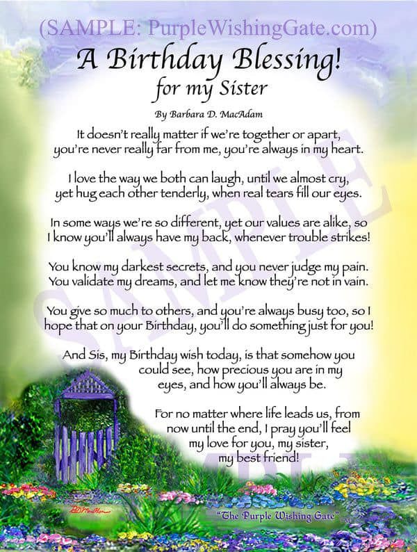 a birthday blessing for my sister