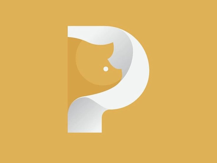 the letter p is made up of paper and has a cat's head in it