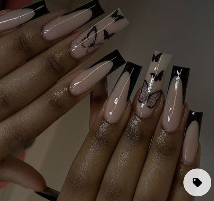 Ongles Bling Bling, Black Acrylic Nail Designs, Nagellack Trends, Black Acrylic Nails, Long Acrylic Nail Designs, Cute Acrylic Nail Designs, Short Square Acrylic Nails, Long Acrylic Nails Coffin, Acrylic Nails Coffin Pink