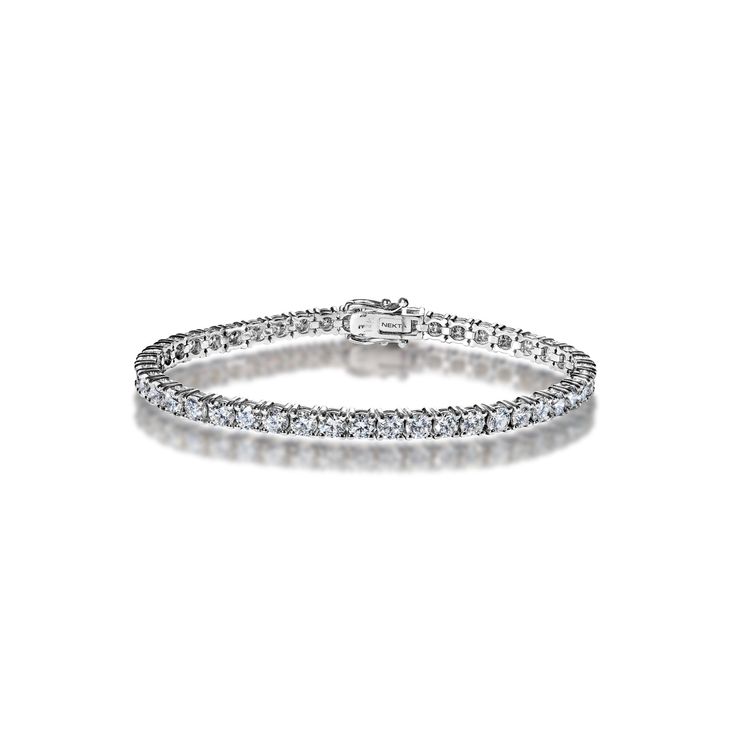 Libby 9 Carat Round Brilliant Lab Grown Single Row Diamond Bracelet in 14k White Gold Full View Diamond Tennis Bracelet, Tennis Bracelet Diamond, Tennis Bracelet, Round Brilliant, Lab Grown, Diamond Bracelet, Lab Grown Diamonds, The Row, Tennis