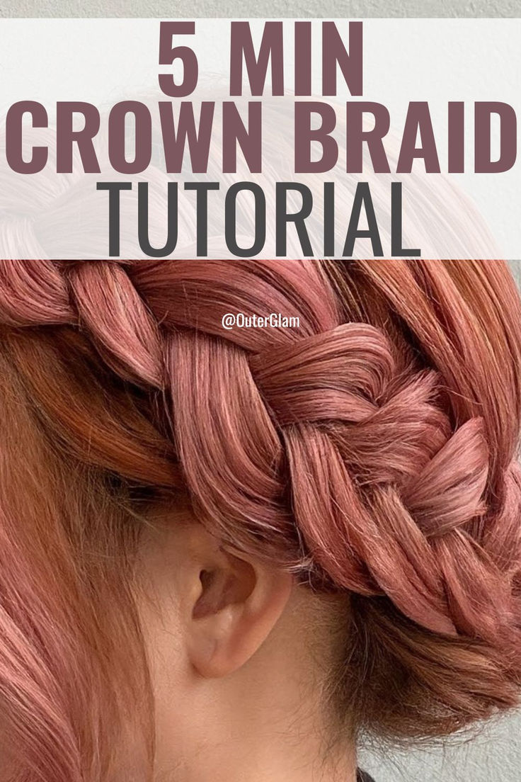 Whether you're rushing to work, heading out for a date, or just want a chic everyday look, mastering the 5-minute crown braid can be a game-changer for your hair routine. If you're trying to elevate your hairstyle game effortlessly, this tutorial is for you. Discover step-by-step instructions and essential techniques to create a stunning crown braid in no time. Crown Braids Tutorial, Double Crown Braid, Bubble Crown Braid, How To Braid Crown Half Up, Braided Hair Crown Tutorial, Easy Bun Braid Hairstyles, Circle Braid Hairstyles, How To Braid A Crown Hair Tutorials, How To Do A Crown Braid Step By Step