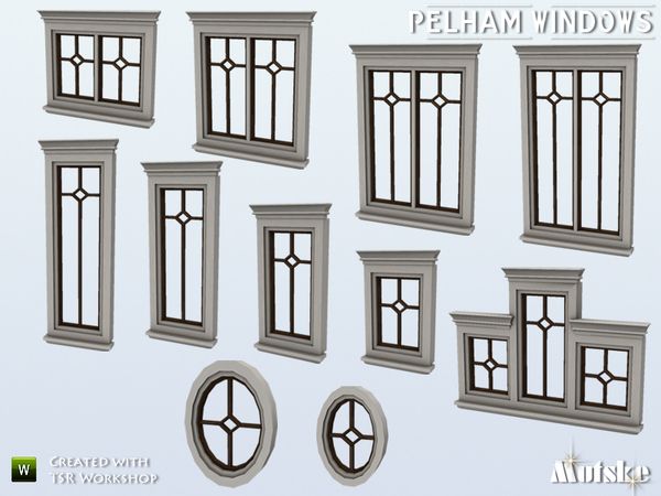 the windows are all different shapes and sizes