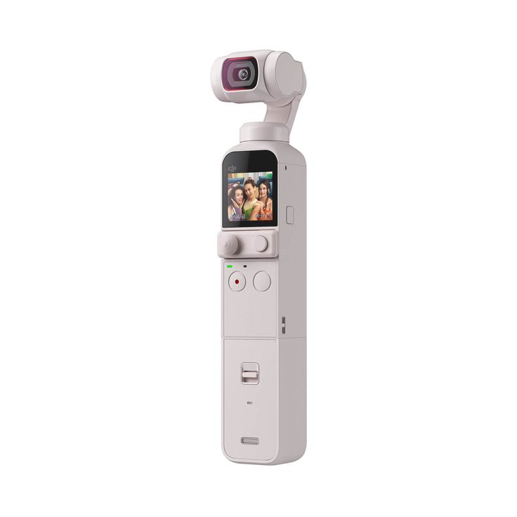 an image of a video camera attached to the back of a cell phone with two people on it