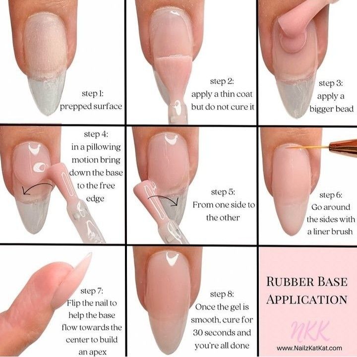 Rubber Base Gel Nails, Rubber Base Nails, Rubber Gel Nails, Beginner Nail Designs, Gel Nail Tutorial, Diy Nails Easy, Beautiful Monster, Nail Tutorial Videos, Business Nails