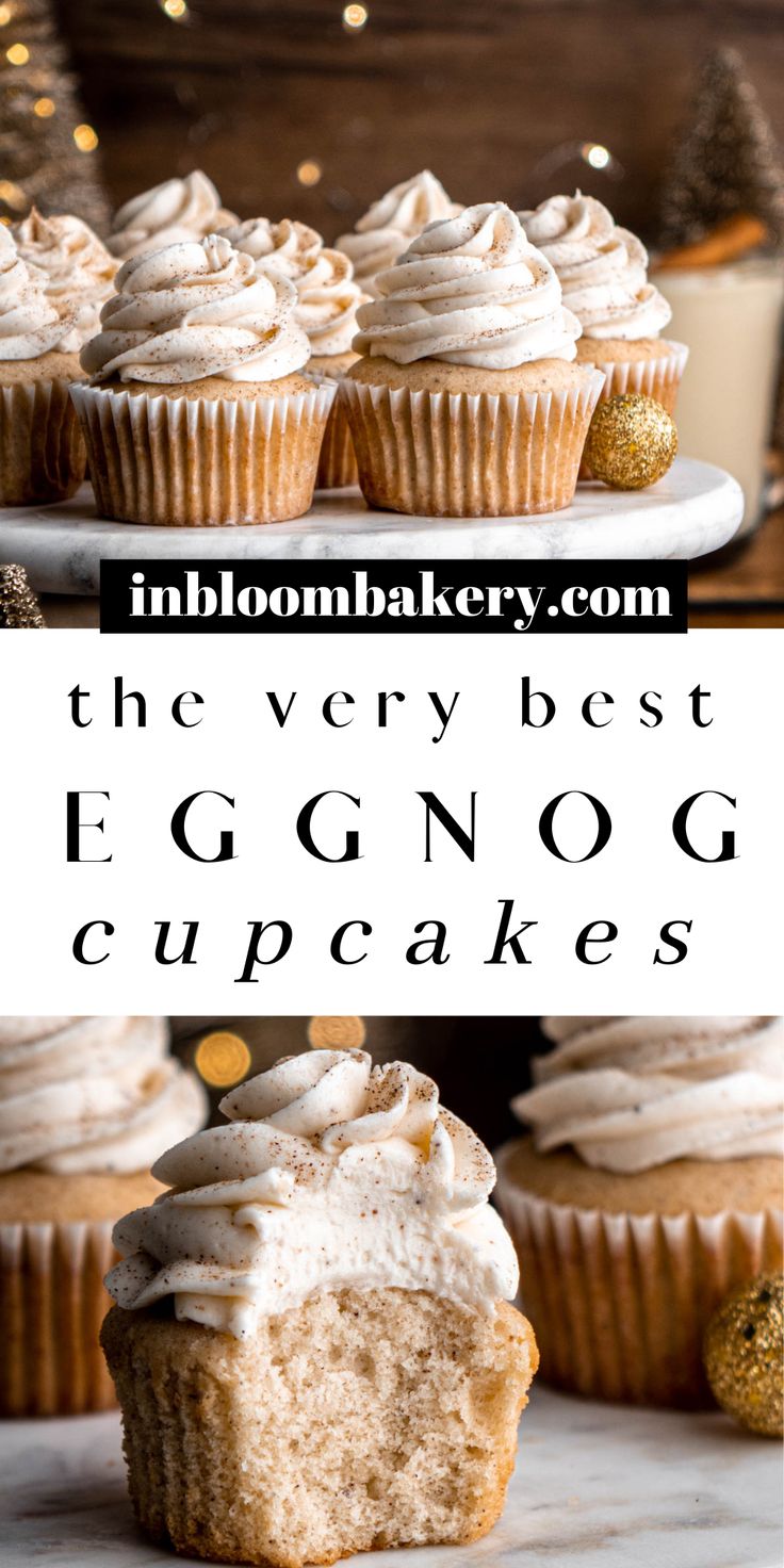 the very best eggnog cupcakes with white frosting