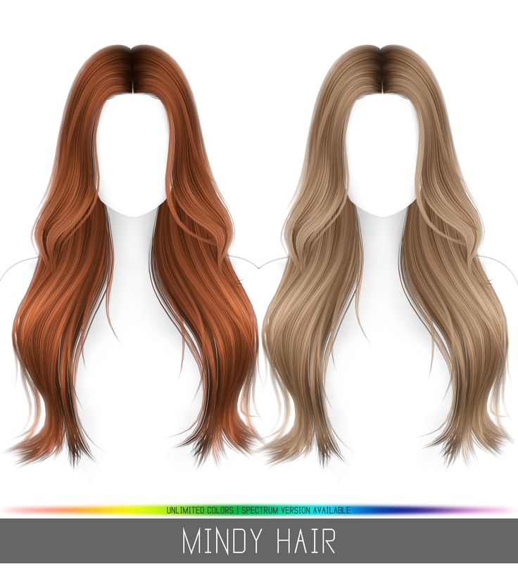 three different colored wigs with long, wavy hair on top and below the head