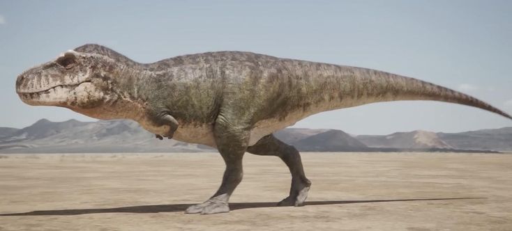 an image of a dinosaur walking in the desert