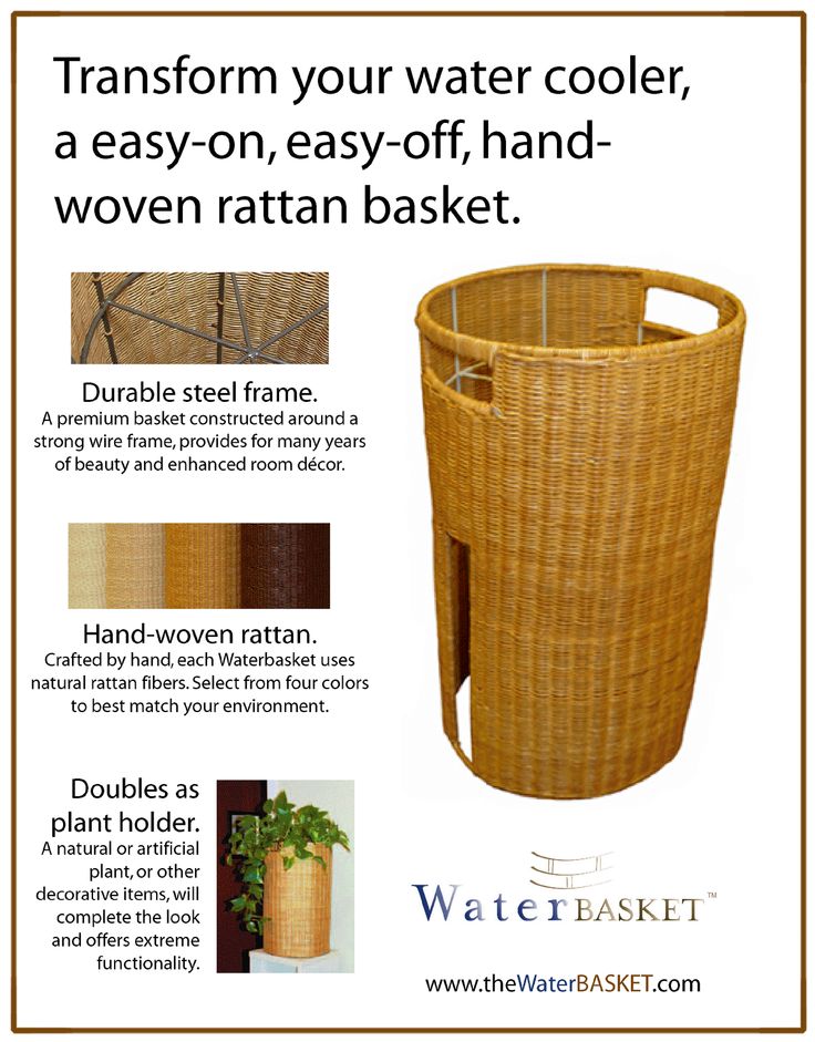 an advertisement for water basket with instructions on how to use it in the kitchen and bathroom