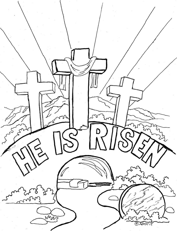 a coloring page with the words he is risen