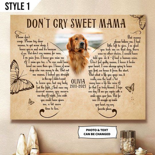 Dog Poems, Dog Sympathy Gifts, Dog Remembrance, Dog Sympathy, Dog Custom, Dog Memorial Gift, Remembrance Gifts, Dont Cry, Personalised Canvas