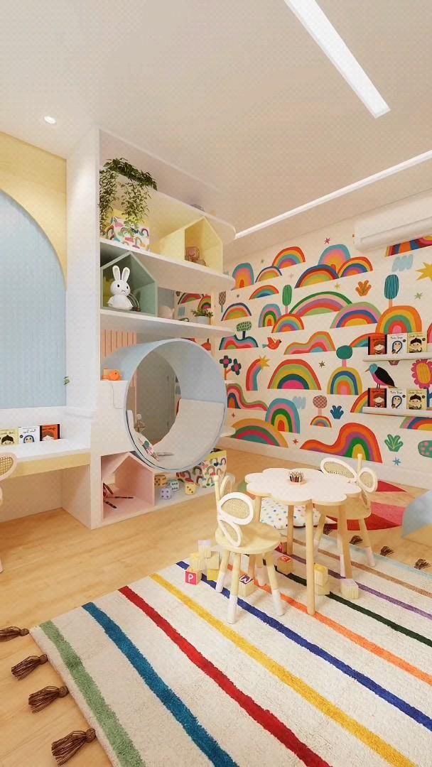 Montessori-Inspired Toddler Room Decor Daycare Room Design, Rocking Bed, Bed Montessori, Montessori Home, Indoor Playroom, Daycare Design, Kids Room Interior Design, Modern Kids Room, Kids Rooms Diy