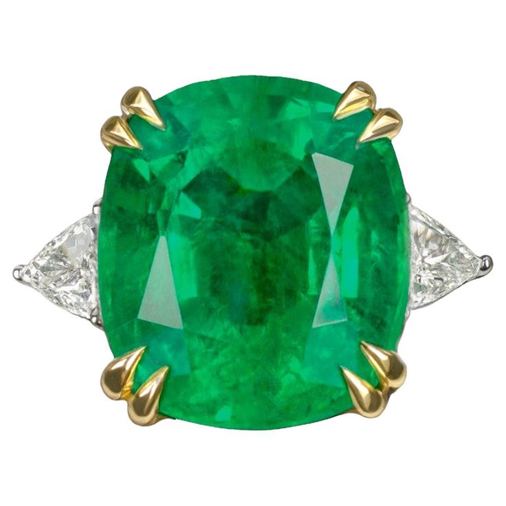 - Substantial 6.11ct size natural emerald - High quality! - GIA certified - Fantastic vivid green color! - Eye clean - Very well cut cushion. Lively brilliance! Cushion Solitaire Ring, Cushion Solitaire, Chrome Green, Vintage Cocktail Ring, Cushion Cut Diamond, Diamond Solitaire Ring, Golden Ring, Cushion Diamond, Expensive Jewelry