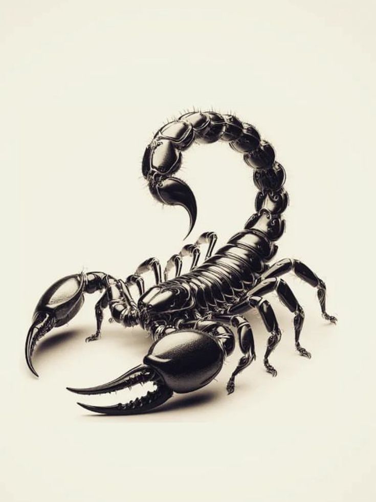 a scorpion is shown in this black and white photo, with its claws curled up