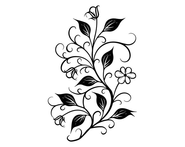 a black and white floral design on a white background