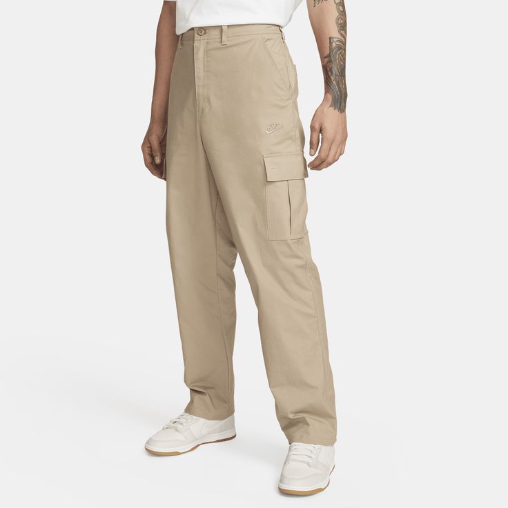 When your daily adventures call for lightweight, breathable comfort, pull on a pair of these cotton ripstop pants from our Nike Club collection. Cargo pockets offer plenty of storage while the relaxed straight-leg fit gives you a casual feel through the seat and thighs for easy, everyday wear. Mens Cargo Trousers, Apparel Design Inspiration, Men's Cargo Pants, Ripstop Pants, Mens Cargo, Team Wear, Ripstop Fabric, Nike Sports, Cargo Pants Men