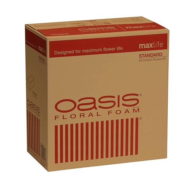 a cardboard box with the label oasis floral foam on it's front and side