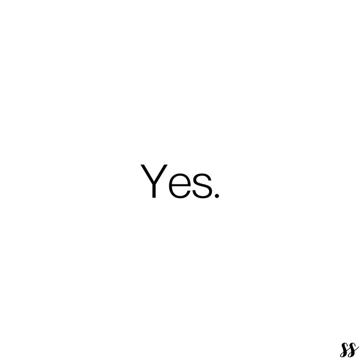 the word yes is written in black on a white background