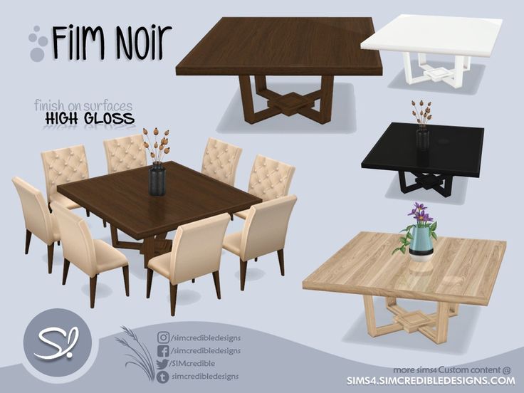 the table and chairs are all in different colors, shapes and sizes to choose from