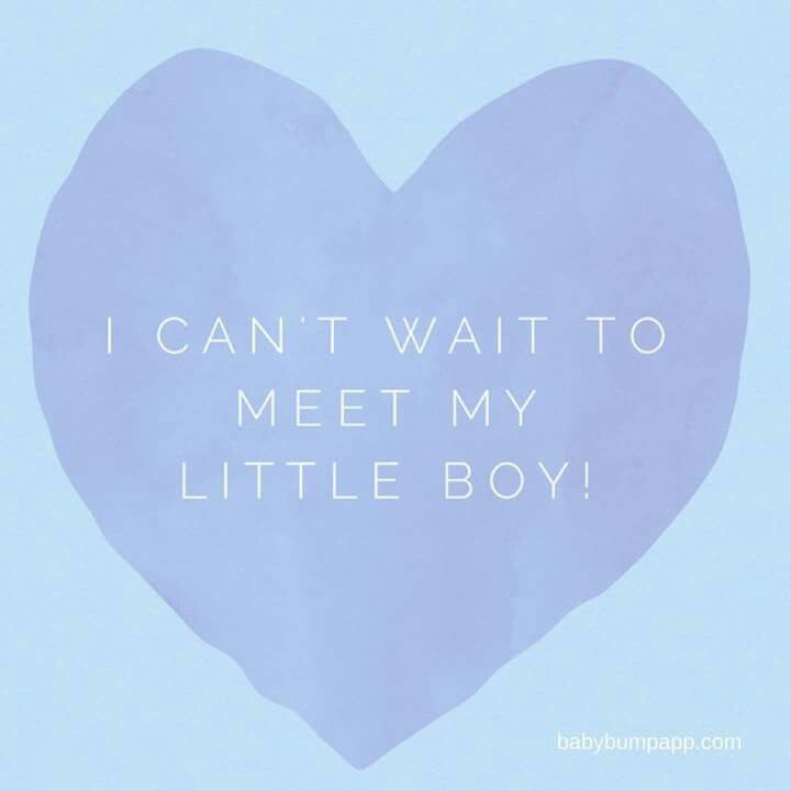 a blue heart with the words i can't wait to meet my little boy