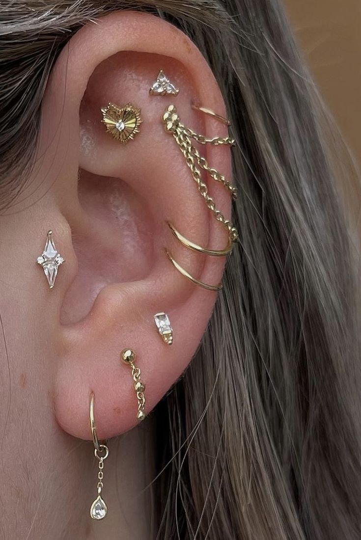 a woman with ear piercings on her ears