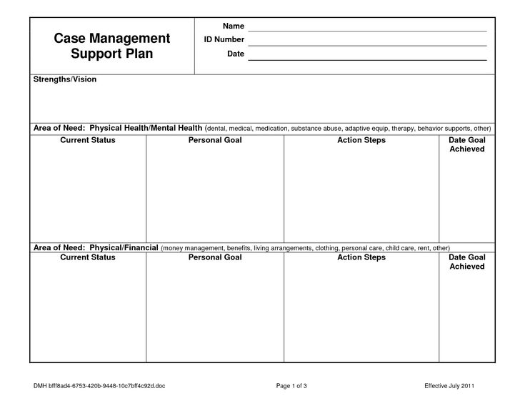 the case management plan is shown in this document, it shows an image of what to do