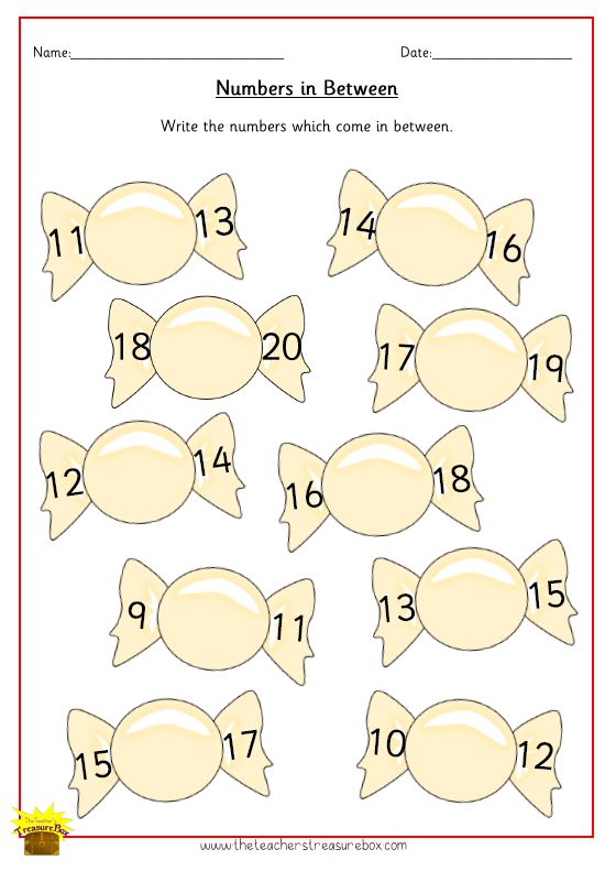 the numbers in between worksheet for children to learn how to count on them