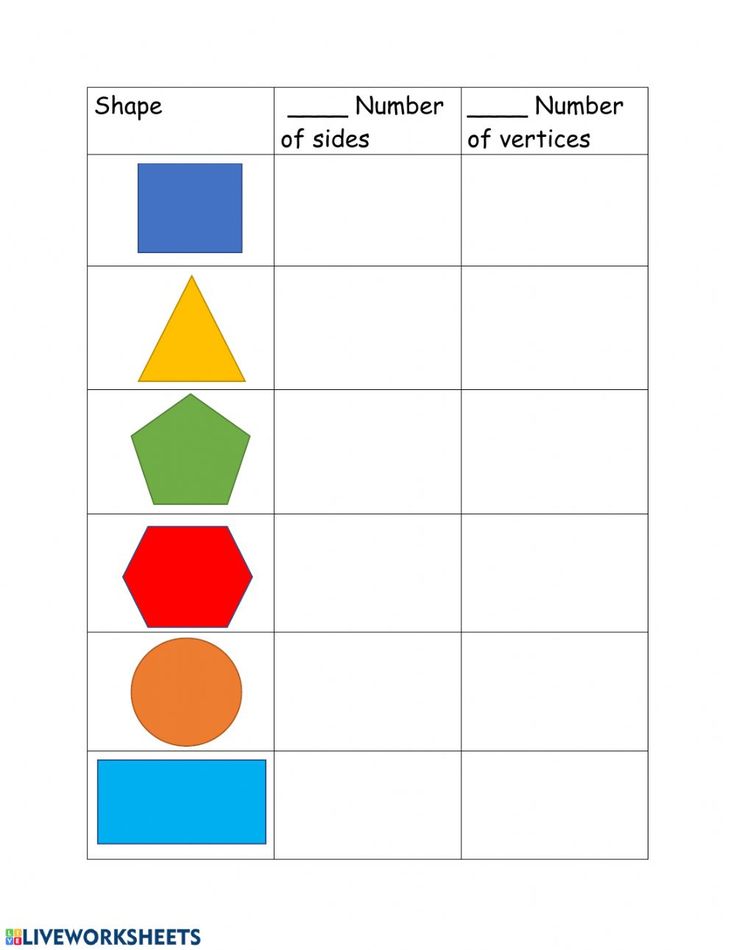 a worksheet with different shapes and numbers