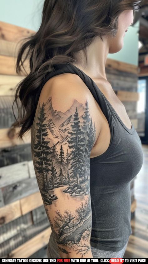 #BEAUTY, #REALATIONSHIPS #Fashion #Outfits #Winter Outfits #Animals Half Sleeve Landscape Tattoo, Forearm Garden Tattoo, Pacific Northwest Sleeve Tattoo, Compass Leg Tattoo Woman, Arm Sleeve Tattoos For Women Black, Scenery Tattoo Women, River Sleeve Tattoo, Forest Tattoo Women, Realistic Forest Tattoo