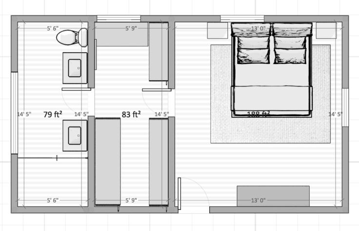 the floor plan for a small bedroom