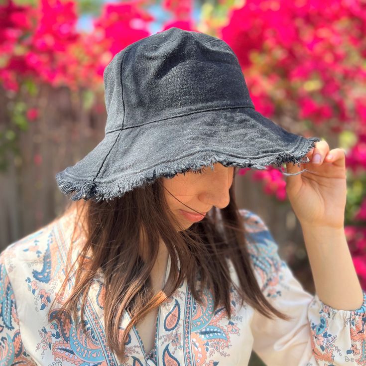 FREE Standard U.S Shipping on all orders over $35 💕Frayed Hat, Canvas Hat Women, Wide Brim Bucket Hat, Sunhat Beach Hats Womens Foldable, Vacation Travel Accessories Best Gift, Black Bucket Hat ■ Sun Protection Distressed Bucket Hat - unique fringe edge will complement every outfit whether a summer dress or swimsuit. Foldable & packable sun hats for women convenient to carry along, fits any handbag or backpack. This casual summer bucket hat is great for any summer outdoor activity - beach, trav Wide Brim Bucket Hat, Jeans Crafts, Packable Sun Hat, Canvas Hat, Black Bucket Hat, Bucket Hat Women, Beach Hats, Black Bucket, Jean Crafts