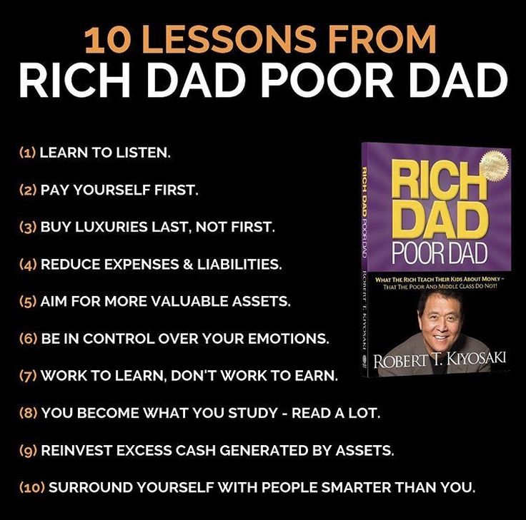 a book with the title rich dad poor dad written on it and an image of a man