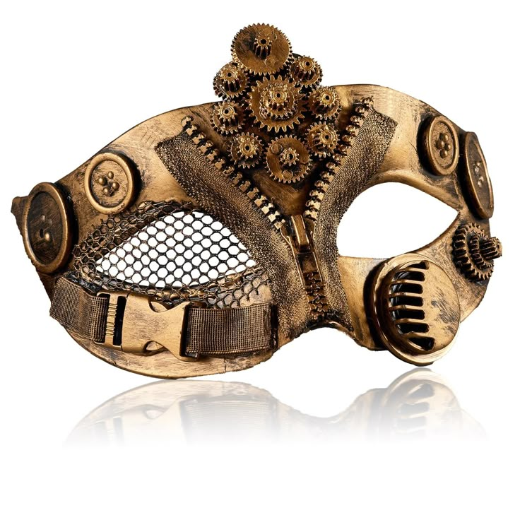 PRICES MAY VARY. Cool Mask: The vintage gold steampunk mask is inspired by steampunk culture,multiple mechanical gears and a half-open zipper in the middle to make you feel like in a steampunk world Light and Comfortable: ABS plastic, light and durable material, not easy to deformation, long time wearing is also very comfortable Elastic Belt: The elastic belt can adjust the size, suitable for different head circumference people wear, has good applicability Versatile: In addition to steampunk out Steampunk Masquerade Mask, Welding Mask Design, Steampunk Aesthetic Outfit, Steam Punk Accessories, Black And Gold Mask, Steam Punk Halloween, Punk Halloween, Costumes For Men, Steampunk Party