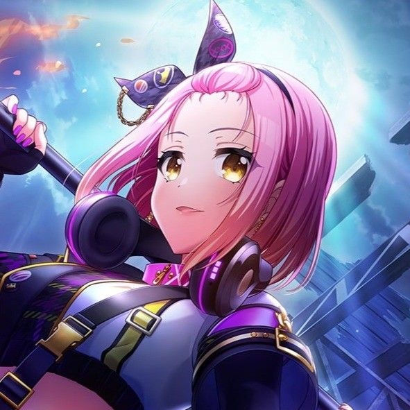 an anime character with pink hair holding a bat