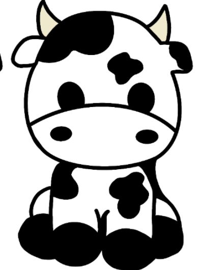 a black and white cow sitting down with its head turned to the side, it's eyes closed