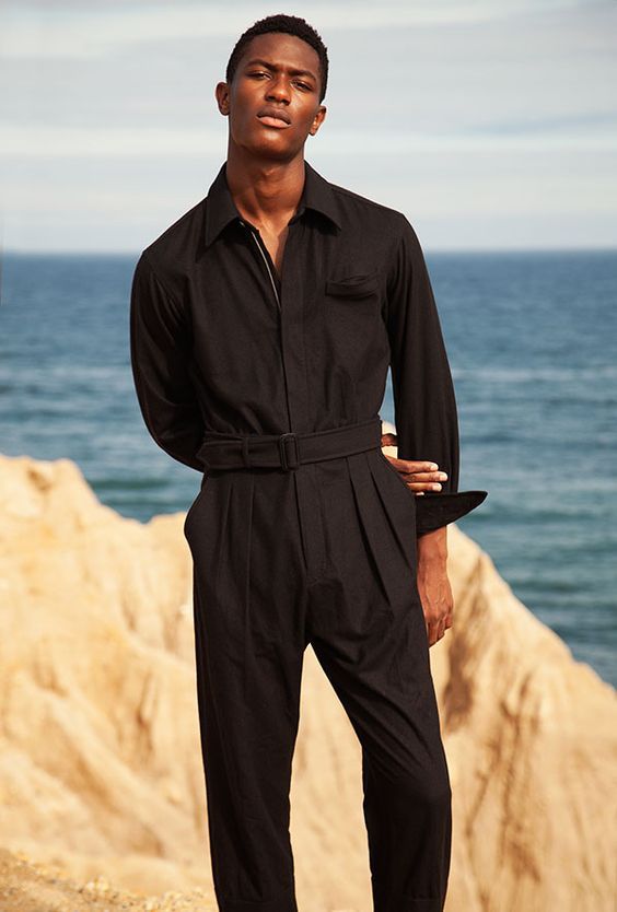 Hamid Onifade by Matt Albiani | Details Magazine Styling by Matthew Marden Men’s Jumpsuit, Hamid Onifade, Jumpsuit Man, Mens Jumpsuit, Details Magazine, Men Mode, Mode Pop, Men Jumpsuit, Mens Fashion Smart