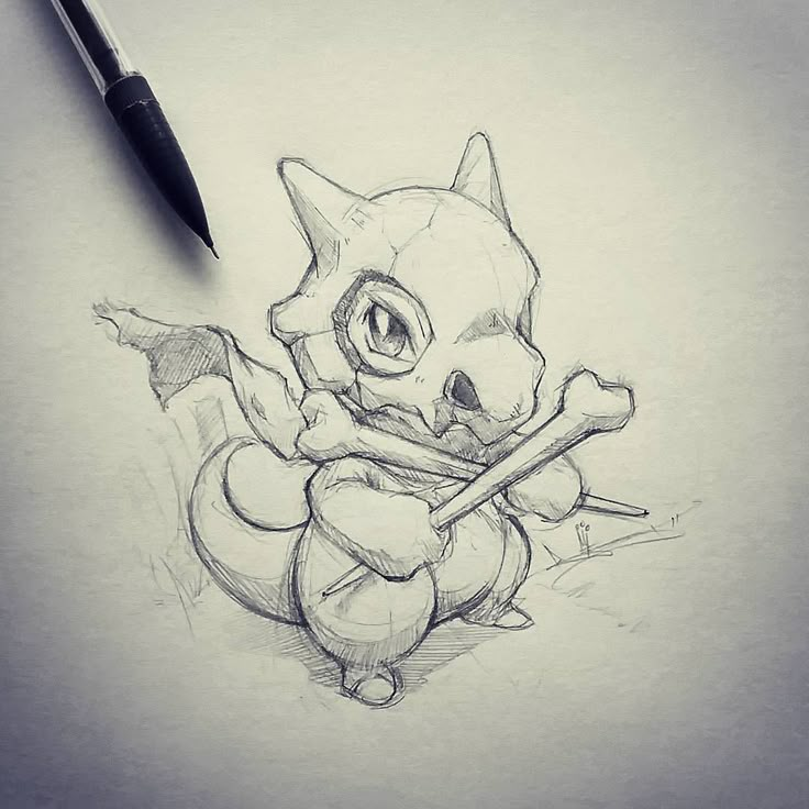 a drawing of a cartoon character holding a baseball bat