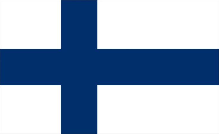 the flag of finland is shown in blue and white, with a cross on it