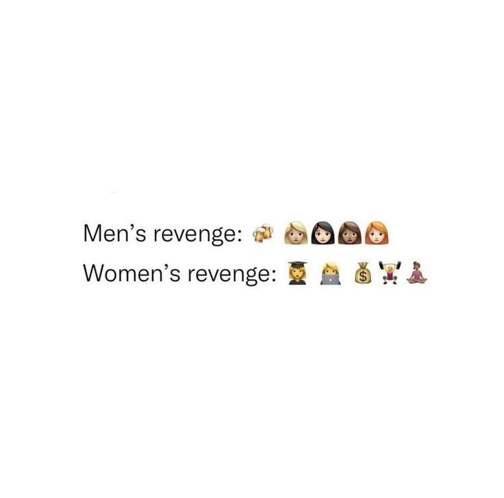 some people are standing in front of the words men's revenge women's reve